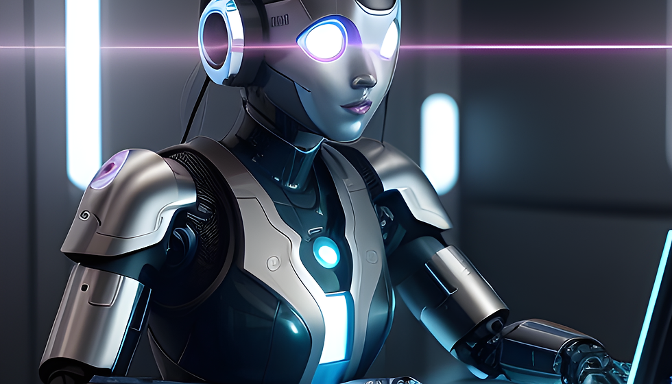 Futuristic robot with glowing eyes